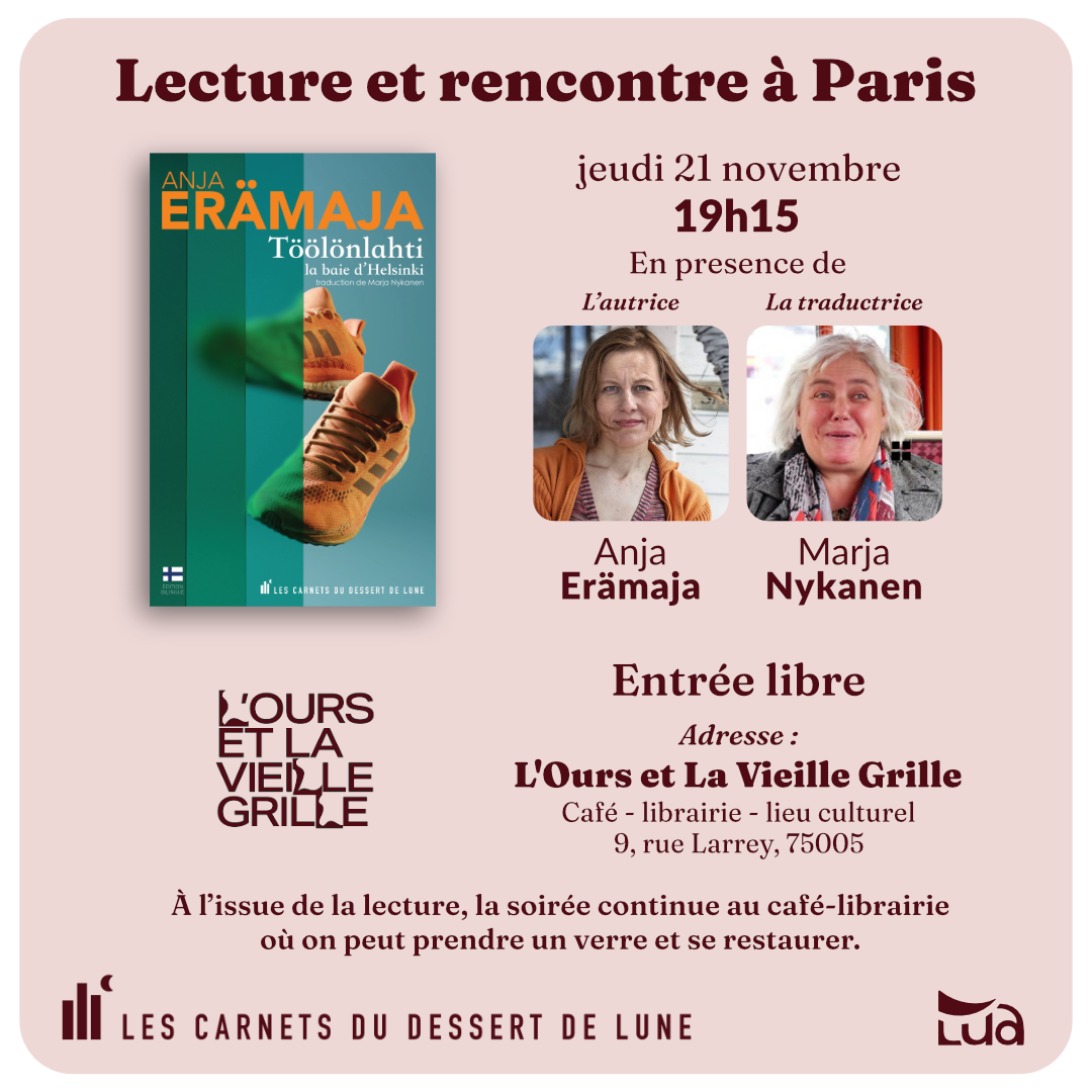 Affiche Lecture et rencontre Anja Erämaja à Paris